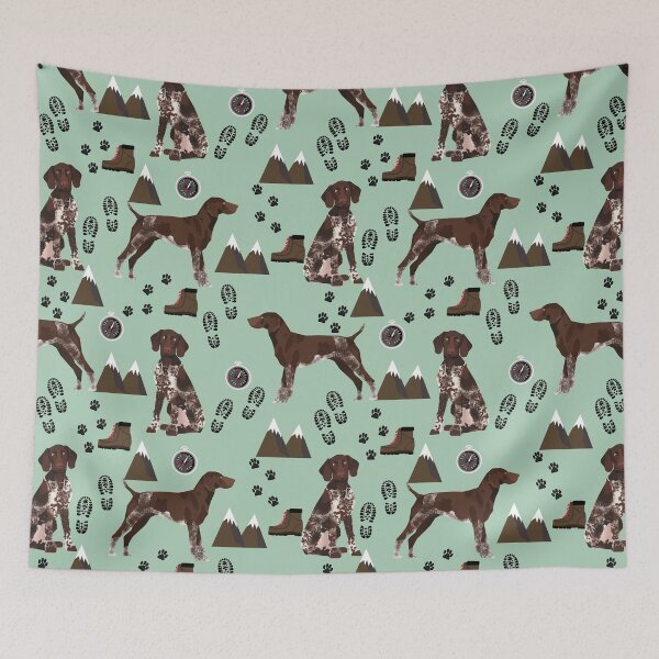 Item preview, German Shorthair Pointer dog breed pet portrait mountains hiking outdoors designed and sold by PetFriendly.