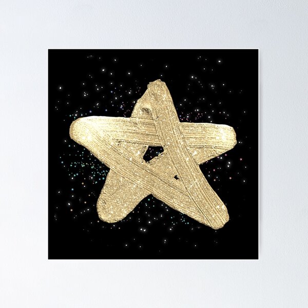 Gold Star Glitter with Black Background Poster for Sale by arkeadesain