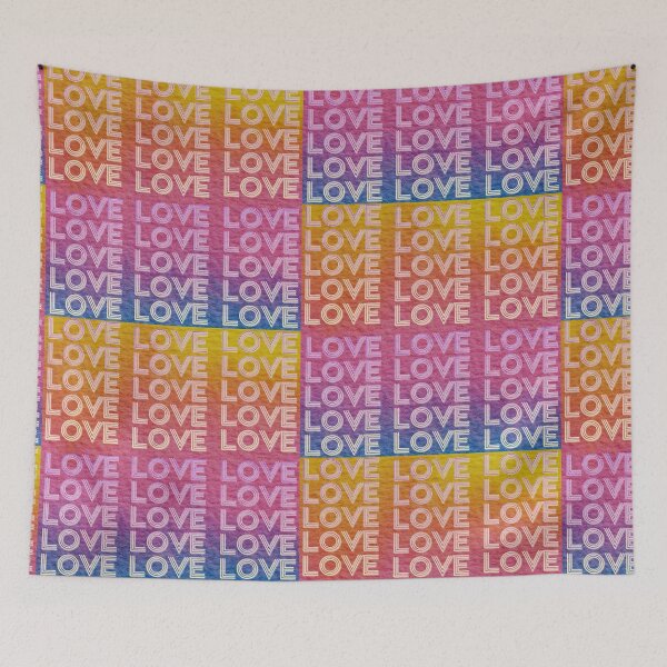 Aperçu de l'œuvre Amour, lettrage à plusieurs reprises, violet, peinture de différentes couleurs. arc-en-ciel, dégradés, reflet créée et vendue par zzzozzo.