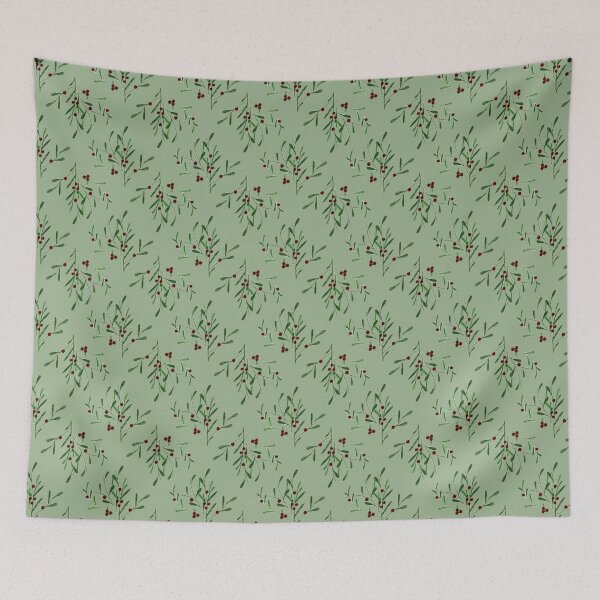 Item preview, Mistletoe on sage green designed and sold by Ninaeva.
