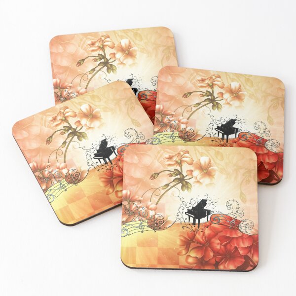 Item preview, Wonderful flowers with piano and key notes designed and sold by nicky2342.