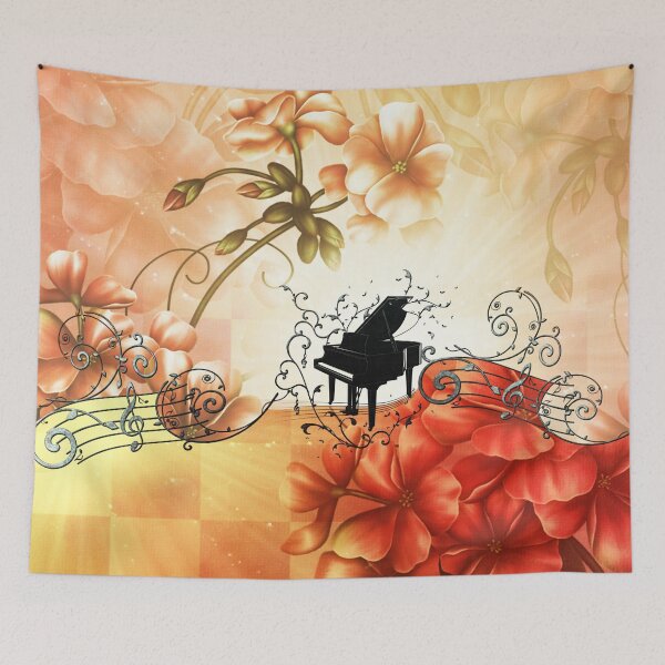 Item preview, Wonderful flowers with piano and key notes designed and sold by nicky2342.