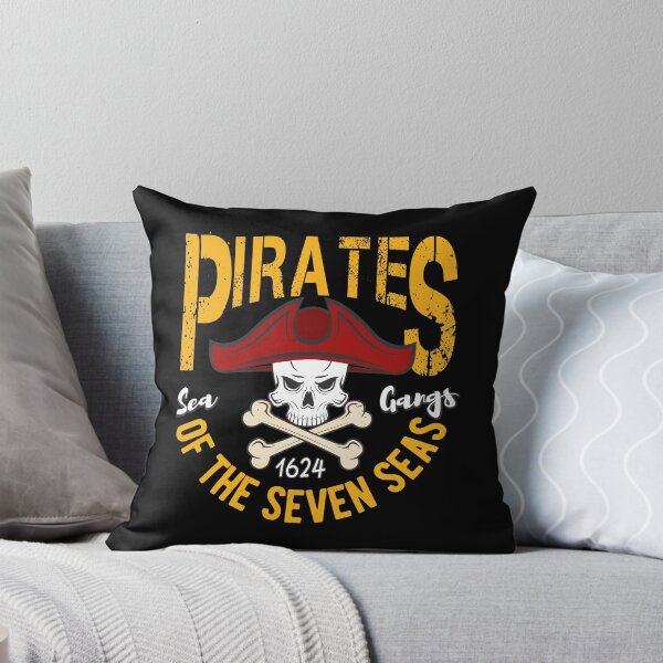 Item preview, Pirates Of The Seven Seas - A skull and crossbones with Pirates Of The Seven Seas written on it designed and sold by velisani.