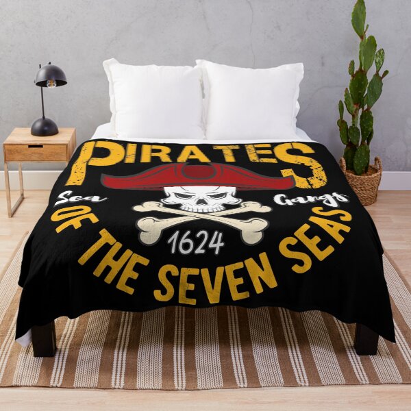 Item preview, Pirates Of The Seven Seas - A skull and crossbones with Pirates Of The Seven Seas written on it designed and sold by velisani.