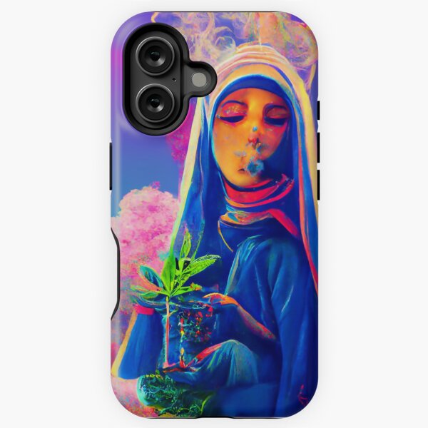 Our Lady of the Clouds - Cosmic Burning Bush 01 - Stoner Virgin Mary in the Sky iPhone Tough Case