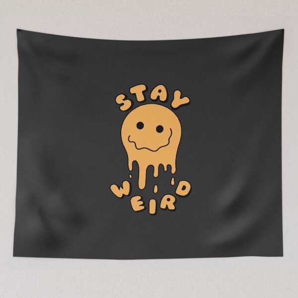 Item preview, STAY WEIRD Drippy Psychedelic Smiley Face Orange designed and sold by everything4eva.