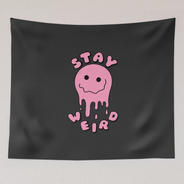 Item preview, STAY WEIRD Drippy Psychedelic Smiley Face Pink designed and sold by everything4eva.
