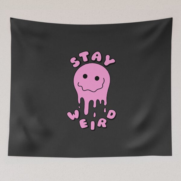 Item preview, STAY WEIRD Drippy Psychedelic Smiley Face Pink designed and sold by everything4eva.