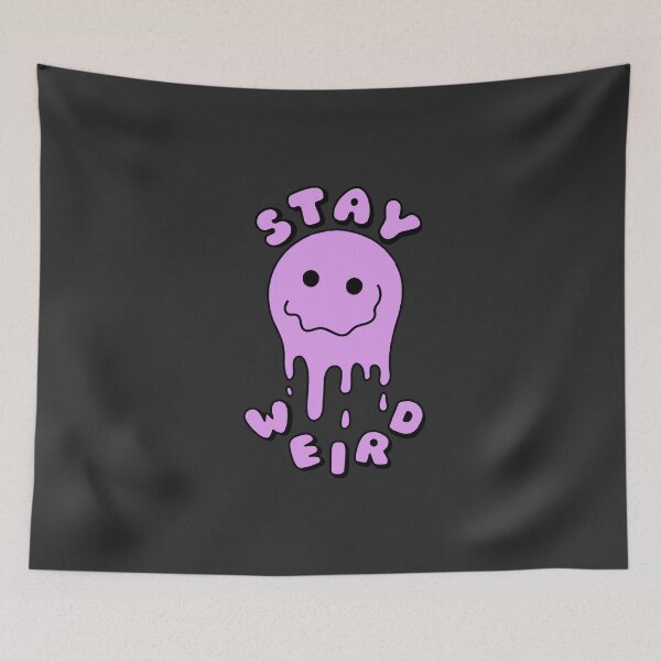 Item preview, STAY WEIRD Drippy Psychedelic Smiley Face Purple designed and sold by everything4eva.