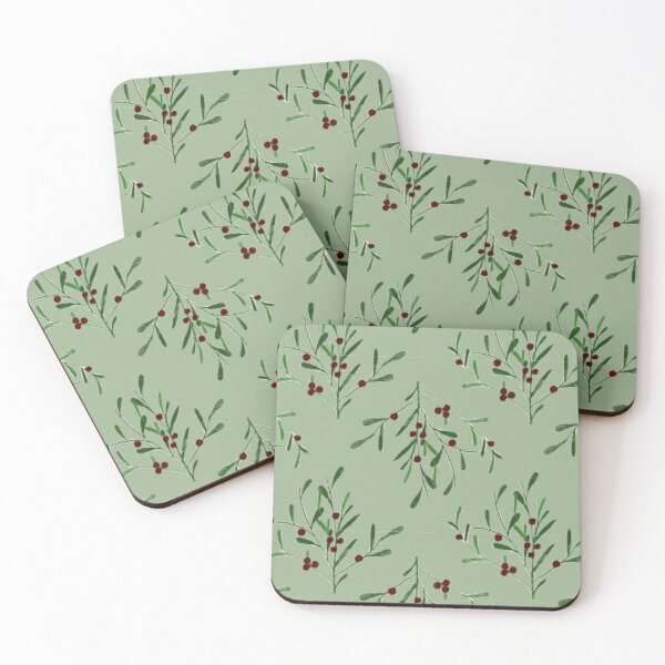 Item preview, Mistletoe on sage green designed and sold by Ninaeva.