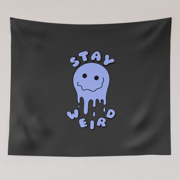 Item preview, STAY WEIRD Drippy Psychedelic Smiley Face Blue designed and sold by everything4eva.