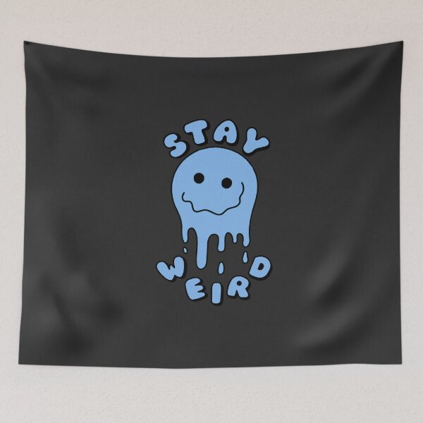 Item preview, STAY WEIRD Drippy Psychedelic Smiley Face Blue designed and sold by everything4eva.