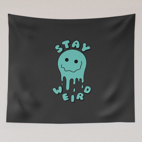 Item preview, STAY WEIRD Drippy Psychedelic Smiley Face Blue designed and sold by everything4eva.