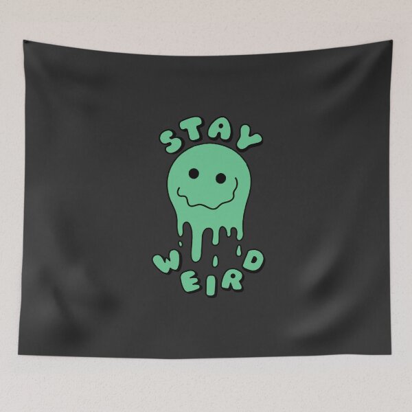 Item preview, STAY WEIRD Drippy Psychedelic Smiley Face Green designed and sold by everything4eva.