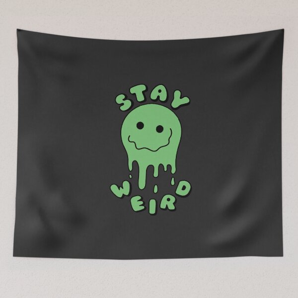 Item preview, STAY WEIRD Drippy Psychedelic Smiley Face Green designed and sold by everything4eva.