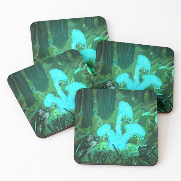Item preview, Luminescent mushrooms in the dark forest designed and sold by Infer-X.