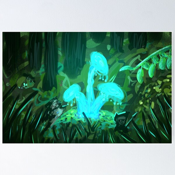 Item preview, Luminescent mushrooms in the dark forest designed and sold by Infer-X.