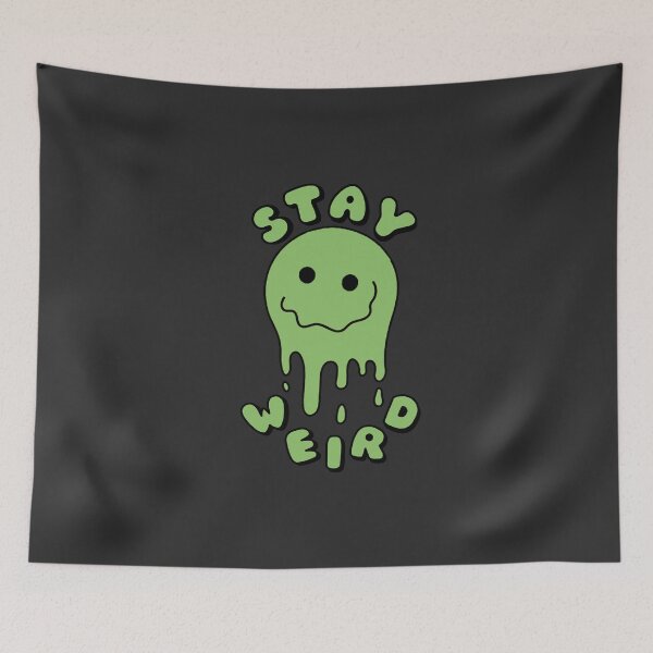 Item preview, STAY WEIRD Drippy Psychedelic Smiley Face Green designed and sold by everything4eva.