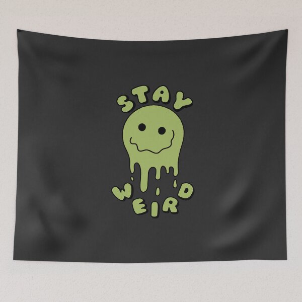 Item preview, STAY WEIRD Drippy Psychedelic Smiley Face Green designed and sold by everything4eva.