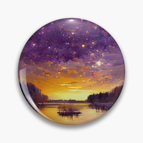 Item preview, Midnight Sun Lake Reflections Purple Sky Sunset Stars designed and sold by LarkDesigns.