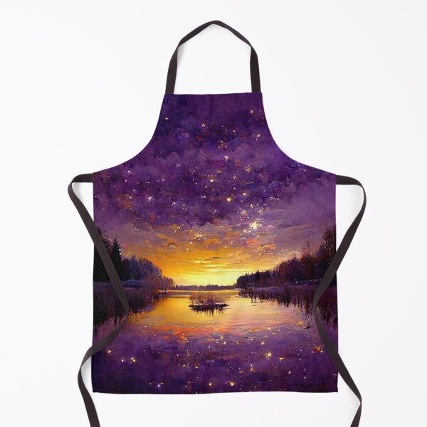 Item preview, Midnight Sun Lake Reflections Purple Sky Sunset Stars designed and sold by LarkDesigns.