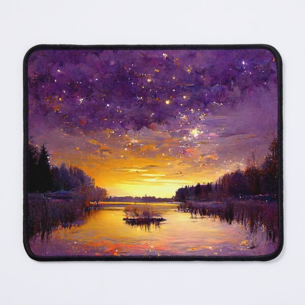 Item preview, Midnight Sun Lake Reflections Purple Sky Sunset Stars designed and sold by LarkDesigns.