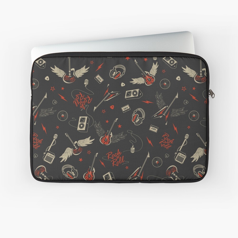 Electric Rock and Roll with Winged Guitars in Gray and Red Colors on Black Background Rock on Scarf | Redbubble