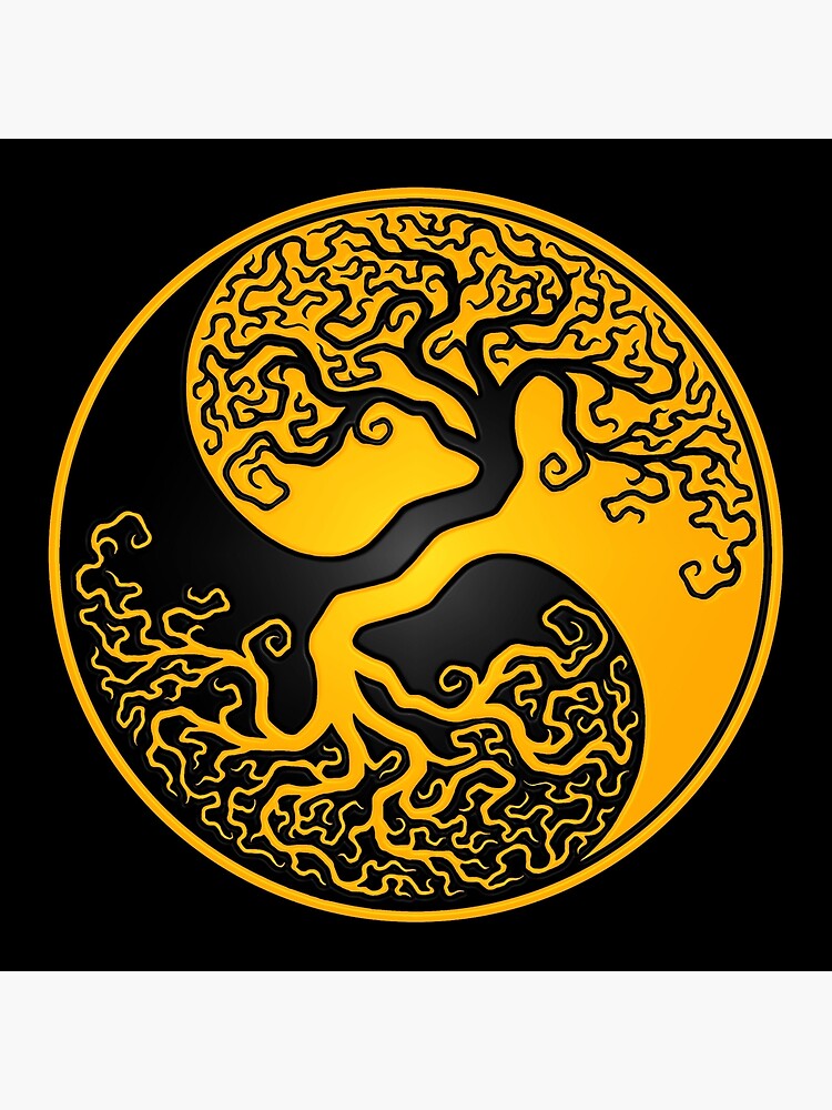 Yellow and Black Tree of Life Yin Yang by JeffBartels