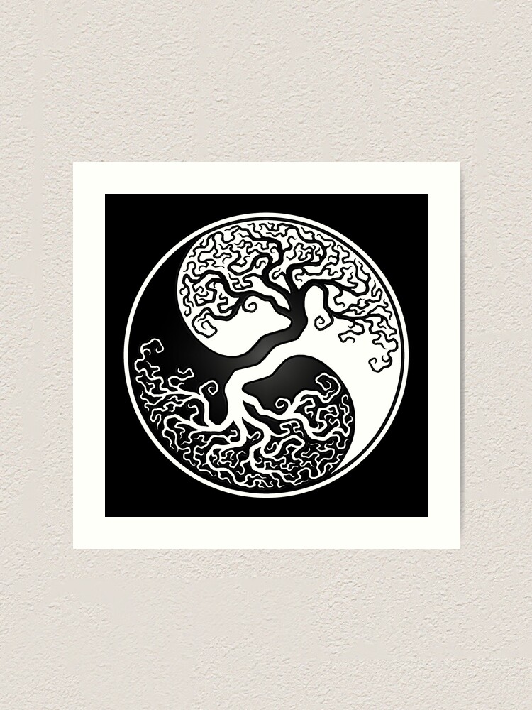 Lamina Artistica Arbol De La Vida Blanco Y Negro Yin Yang De