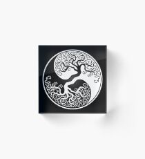 Weißer und schwarzer Baum des Lebens Yin Yang Acrylblock