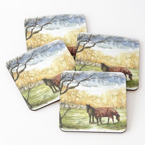 Item preview, Cleveland Bay Horses - Yorkshire Farm - Original Watercolour Artwork designed and sold by OnHeathAndMoor.