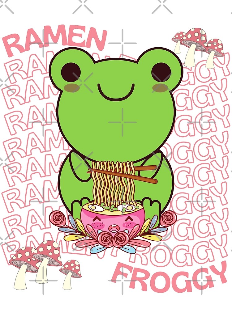 Cute And Kawaii Frog Eating Ramen Noodles Bowl Adorable Cartoon Frogs