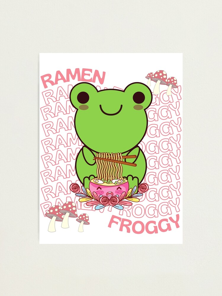 Cute And Kawaii Frog Eating Ramen Noodles Bowl Adorable Cartoon Frogs