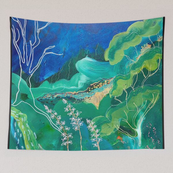 Item preview, Ghost Gums and Silver Sea abstract artwork by Lara Bardsley ART designed and sold by larabardsleyart.