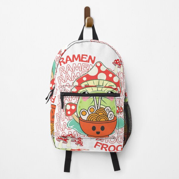 Item preview, Kawaii Ramen Frog. Kawaii Mushrooms to put a smile on your face. Cute Cartoon animals for the Kawaii Aesthetic lover! Adorable Chibi Frog eating noodles with cottagecore mushrooms designed and sold by Saffire6.