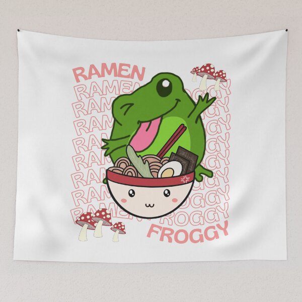 Item preview, Cute Cartoon Kawaii Frog eating Ramen Bowl | adorable Ramen noodles animals | Japanese Kawaii aesthetic | Kawaii Ramen Frog | Froggy Ramen | Chibi kawaii frog and mushrooms designed and sold by Saffire6.