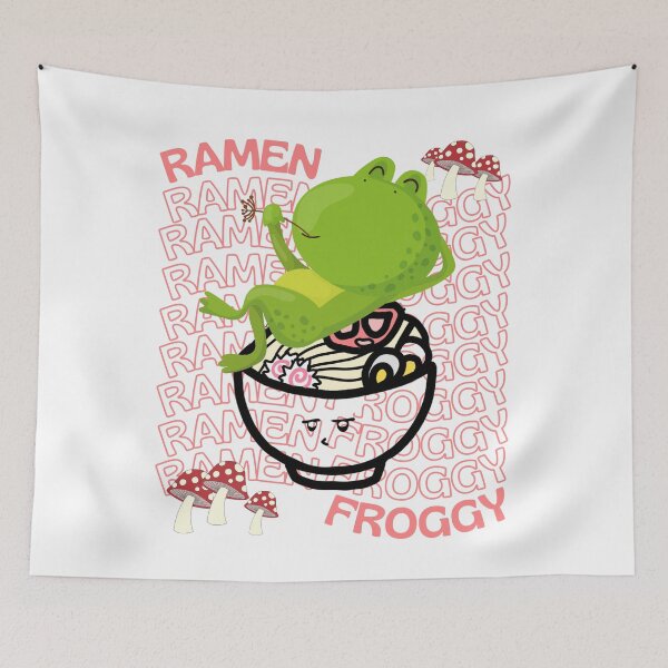 Item preview, Cute Cartoon Kawaii Frog eating Ramen Bowl | adorable Ramen noodles animals | Japanese Kawaii aesthetic | Kawaii Ramen Frog | Froggy Ramen | Chibi kawaii frog and mushrooms designed and sold by Saffire6.