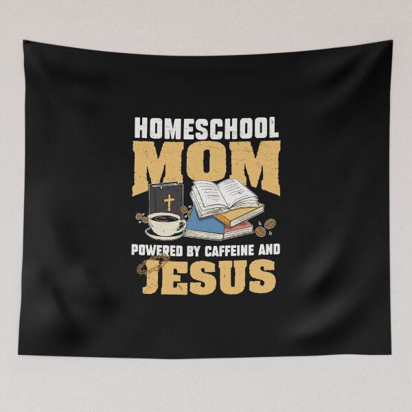 Item preview, Powered By Caffeine And Jesus Funny Homeschool Mom designed and sold by StrongShirts.