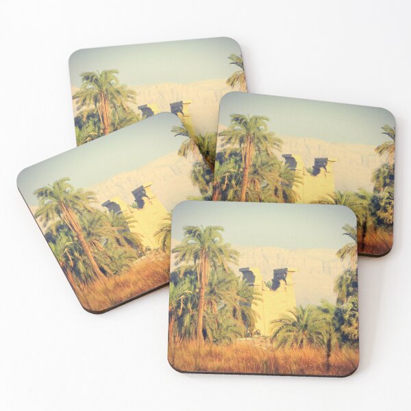 Item preview, Unusual view of Karnak Temple in Luxor, East view, Gate of Ramses II, palm trees, hypostyle hall and pylon, ancient Egypt photography, Egyptian temples designed and sold by art-of-egypt.