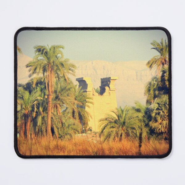 Item preview, Unusual view of Karnak Temple in Luxor, East view, Gate of Ramses II, palm trees, hypostyle hall and pylon, ancient Egypt photography, Egyptian temples designed and sold by art-of-egypt.