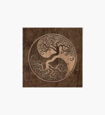 Rough Wood Grain Effect Tree of Life Yin Yang Art Board Print