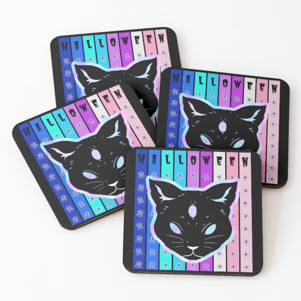 Item preview, Halloween 3 eyes black cat spiders Tiedye designed and sold by My-Queens-Store.
