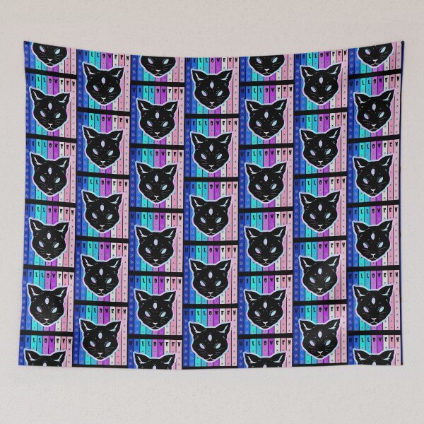 Item preview, Halloween 3 eyes black cat spiders Tiedye designed and sold by My-Queens-Store.