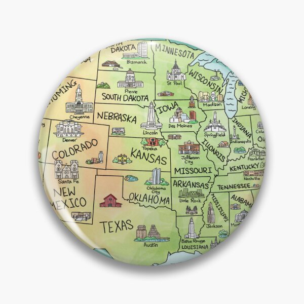 Item preview, USA Watercolor Green & Yellow Map designed and sold by Sheridan T.