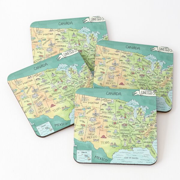 Item preview, USA Watercolor Green & Yellow Map designed and sold by Sheridan T.