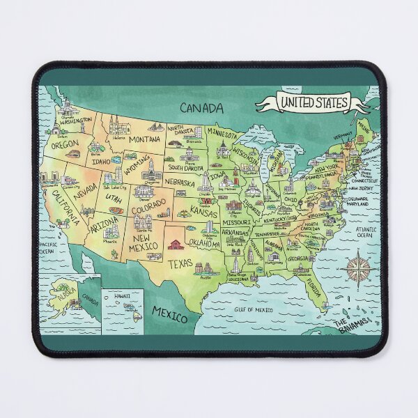 Item preview, USA Watercolor Green & Yellow Map designed and sold by Sheridan T.