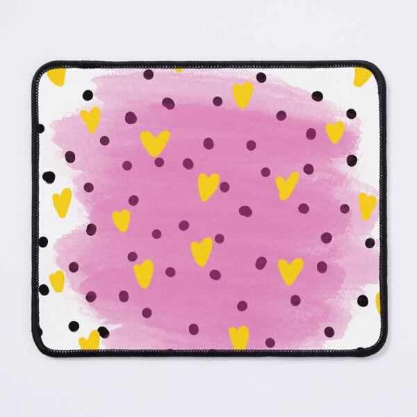 Item preview, Abstract yellow hearts in blue watercolour brushes and black dots around designed and sold by bigmoments.