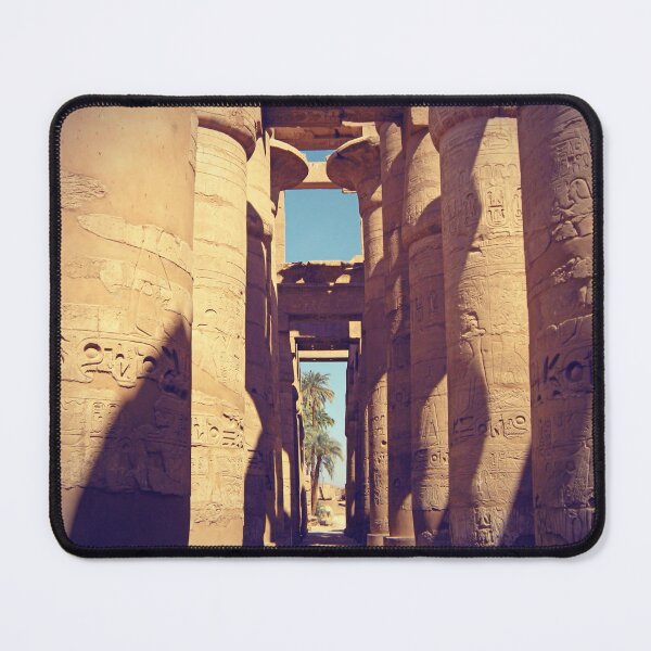 Item preview, Karnak temple in Luxor, hypostyle hall and palm trees, early morning colors, ancient Egypt photography, egyptian temples designed and sold by art-of-egypt.