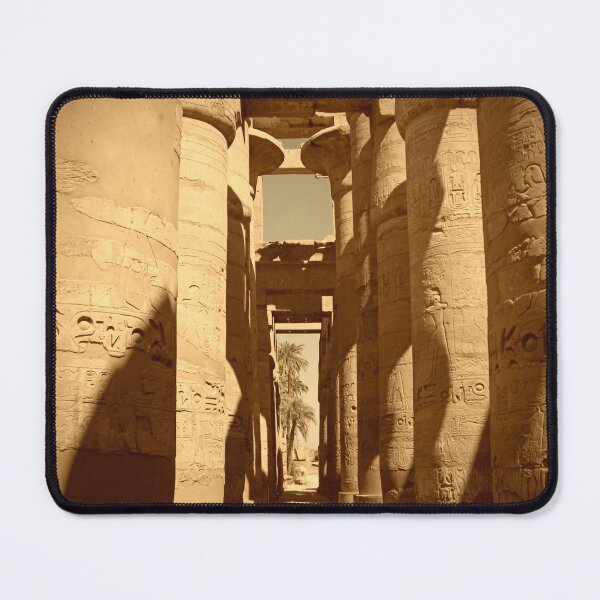 Item preview, Karnak temple in Luxor, hypostyle hall and palm trees, sepia, ancient Egypt photography, egyptian temples designed and sold by art-of-egypt.