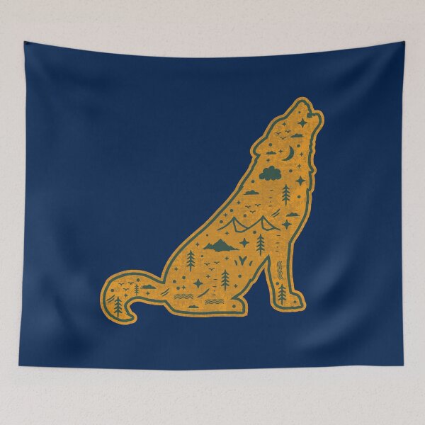 Item preview, Vintage Lone Solo Wolf Silhouette With Mountain Forest Wolves Art designed and sold by merchzy.